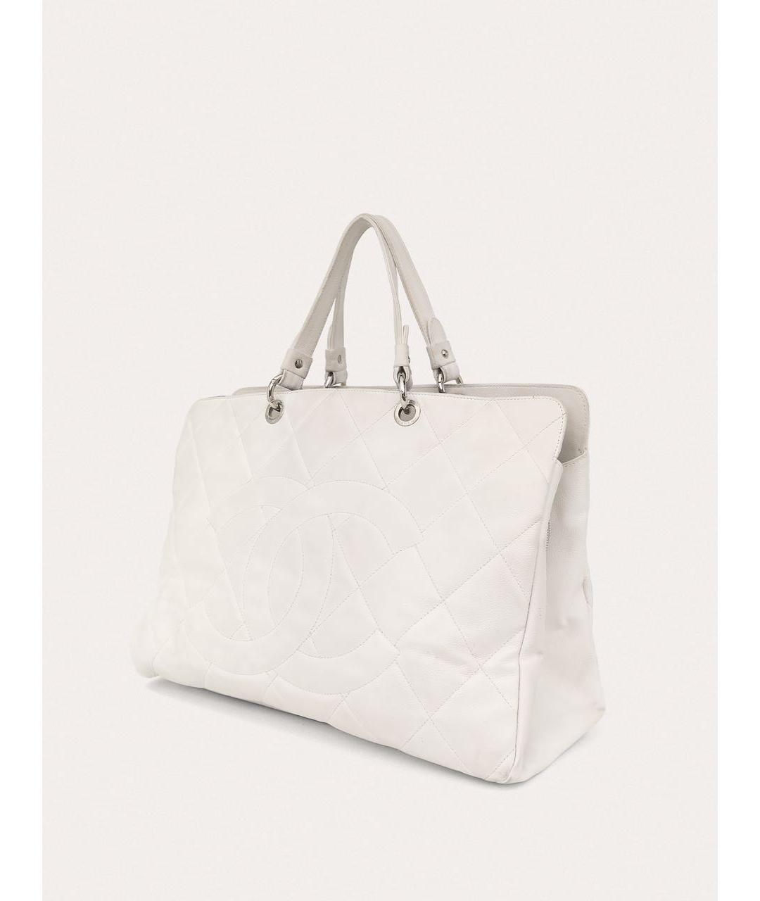 CHANEL Белая кожаная сумка тоут, фото 2