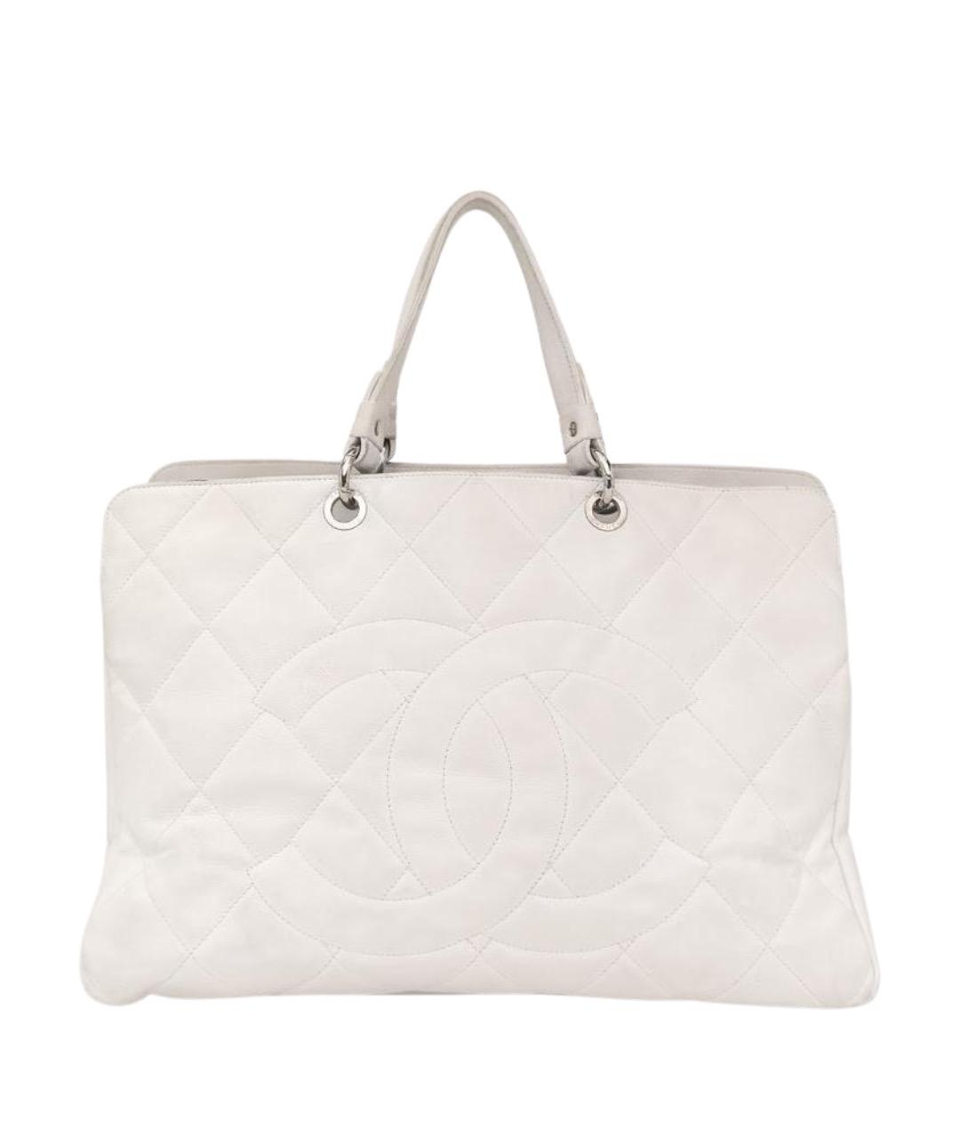 CHANEL Белая кожаная сумка тоут, фото 1