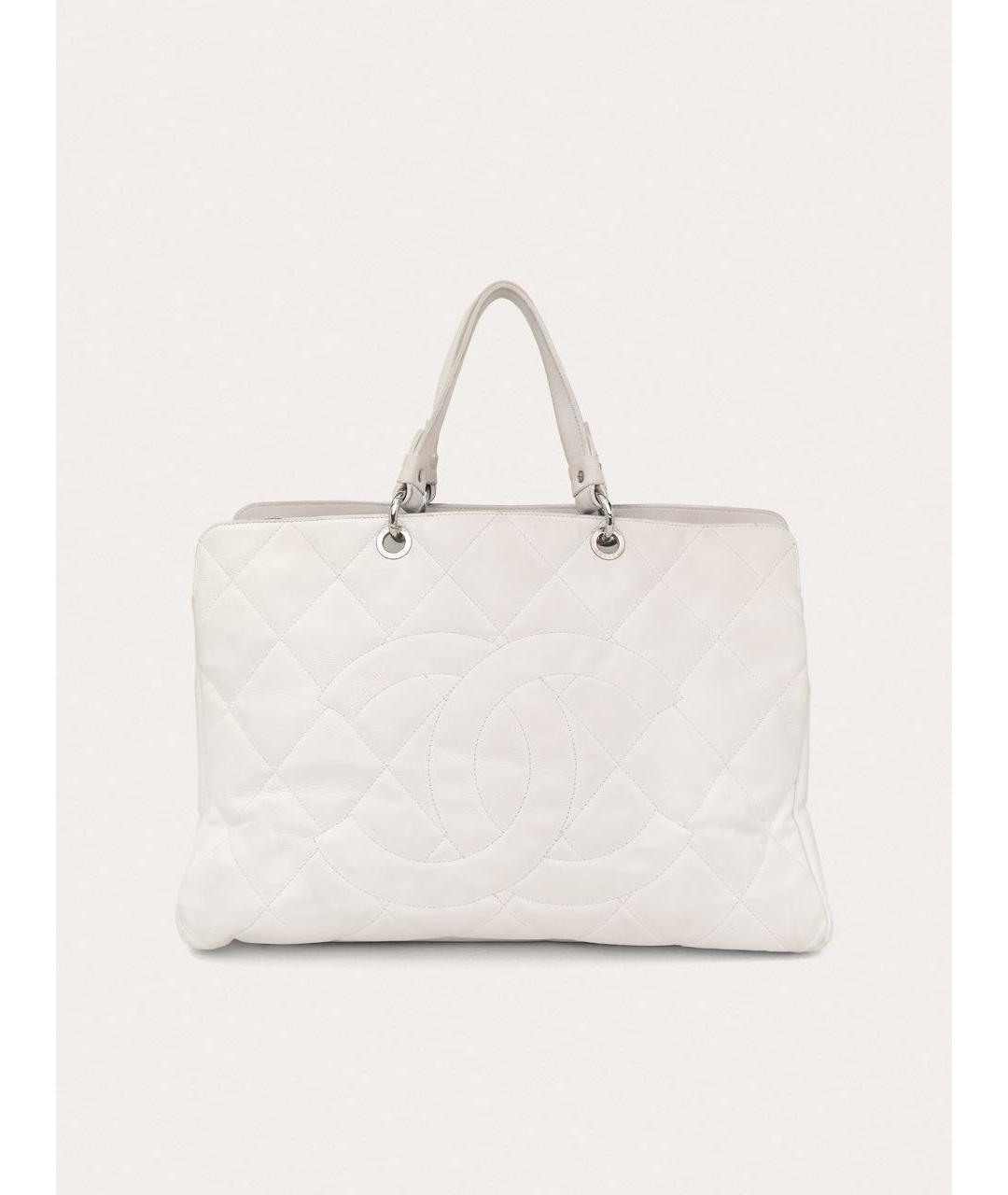 CHANEL Белая кожаная сумка тоут, фото 9