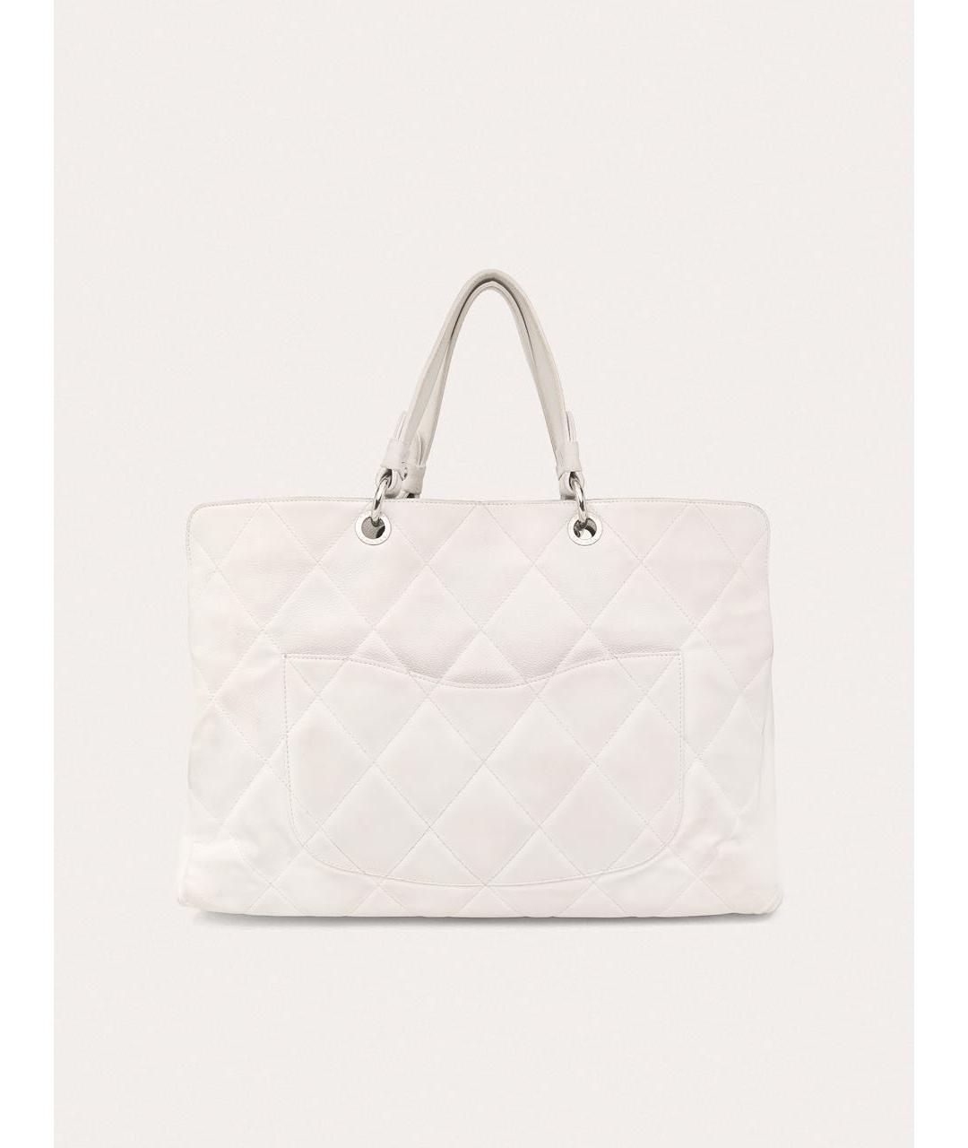 CHANEL Белая кожаная сумка тоут, фото 3