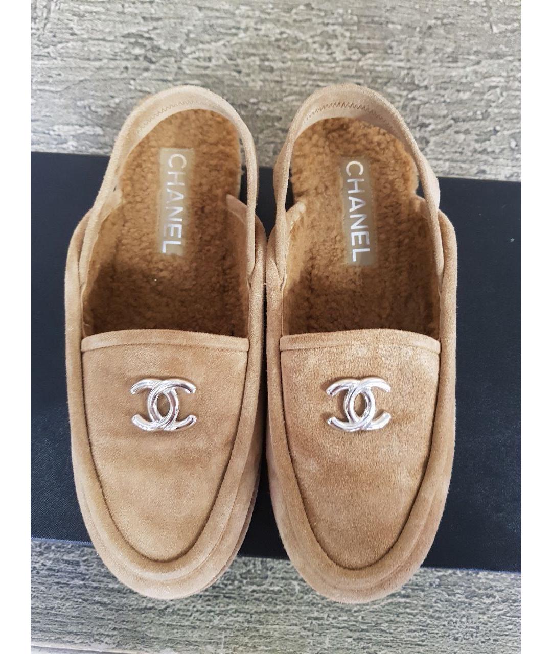 CHANEL Бежевые замшевые сабо, фото 7
