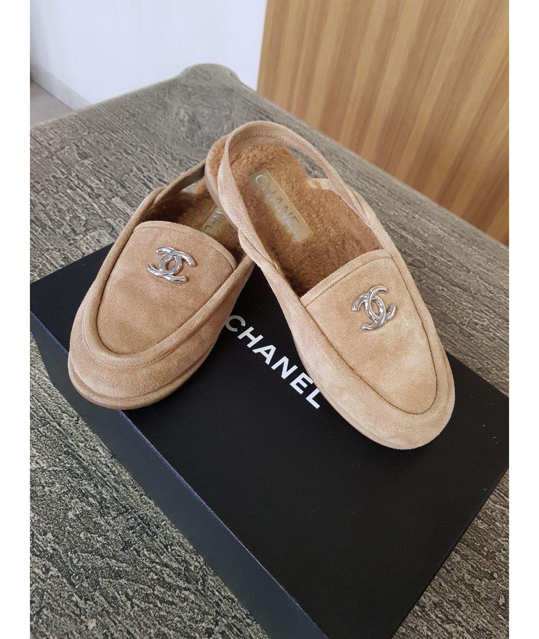 CHANEL Бежевые замшевые сабо, фото 5