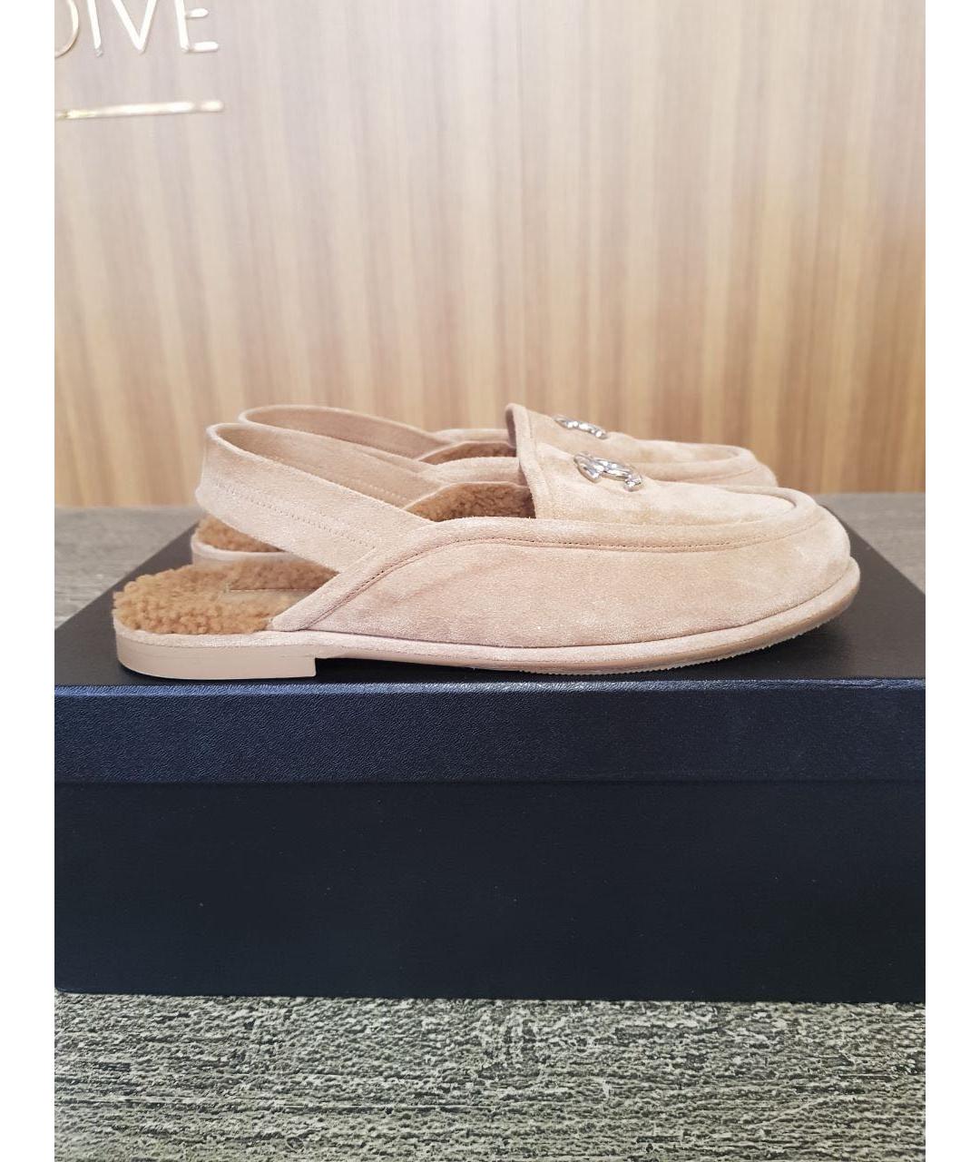 CHANEL Бежевые замшевые сабо, фото 9