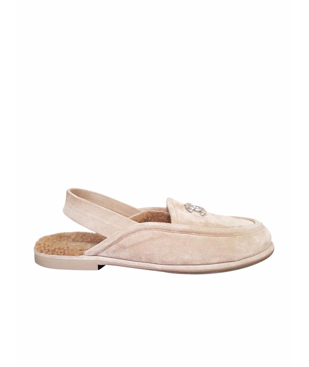 CHANEL Бежевые замшевые сабо, фото 1