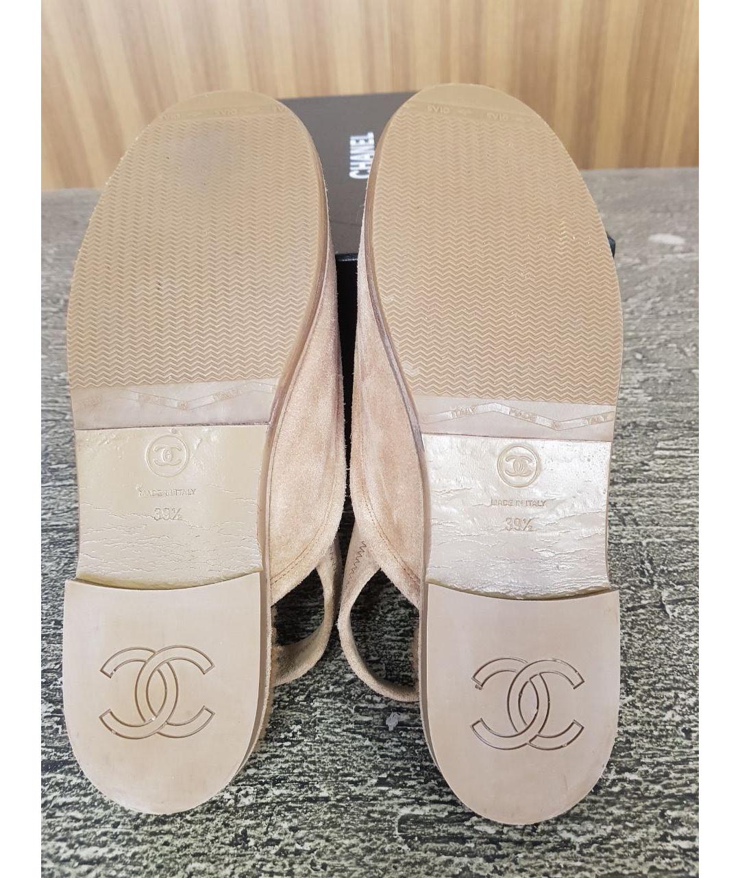 CHANEL Бежевые замшевые сабо, фото 4