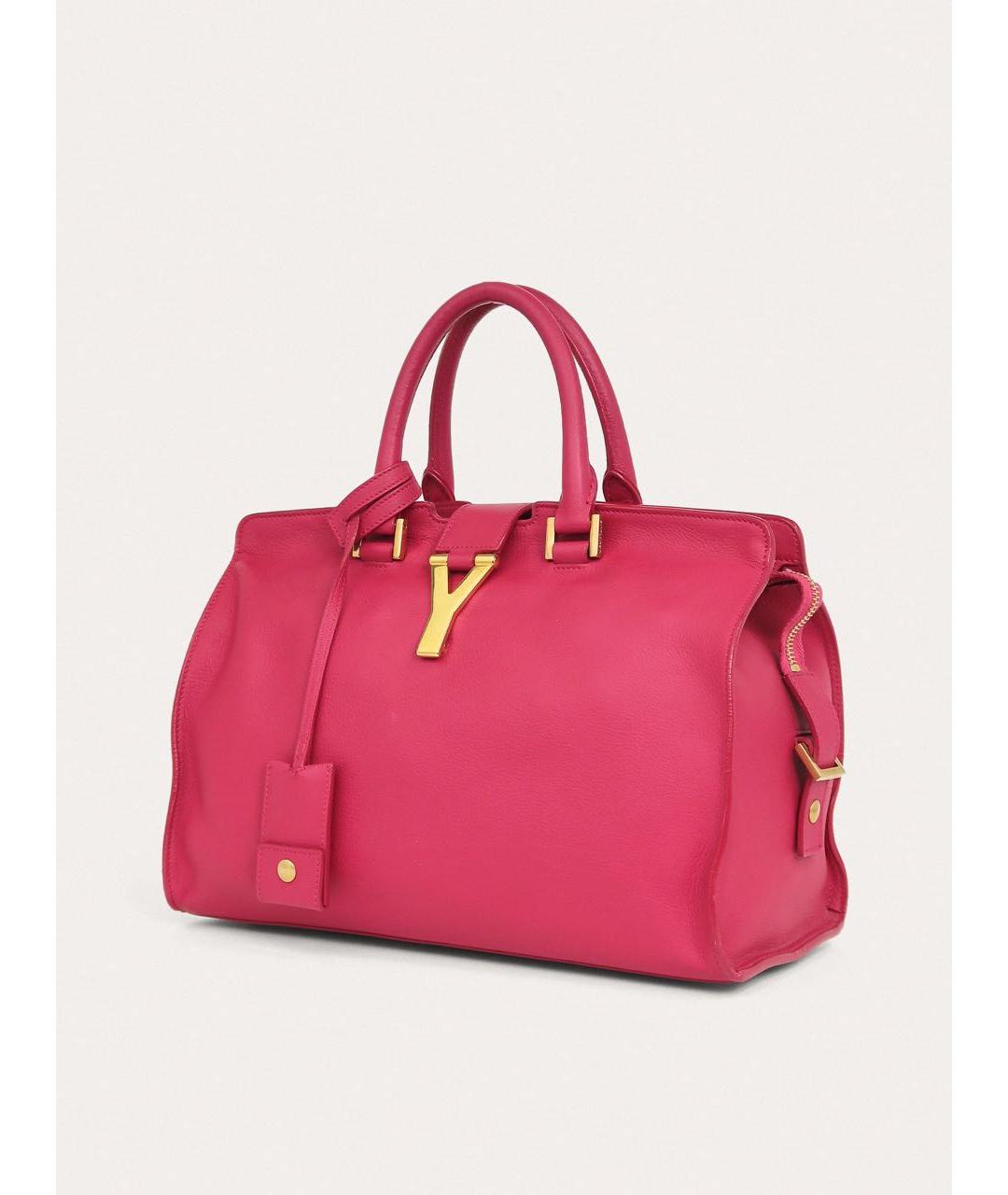 SAINT LAURENT Фуксия кожаная сумка с короткими ручками, фото 2