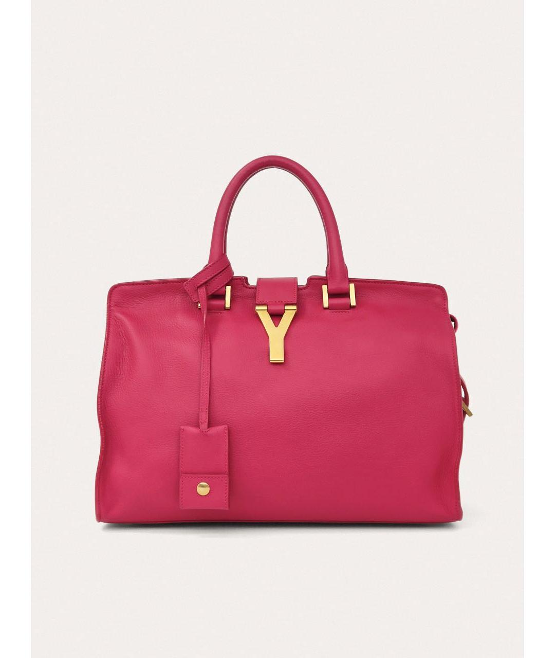 SAINT LAURENT Фуксия кожаная сумка с короткими ручками, фото 9