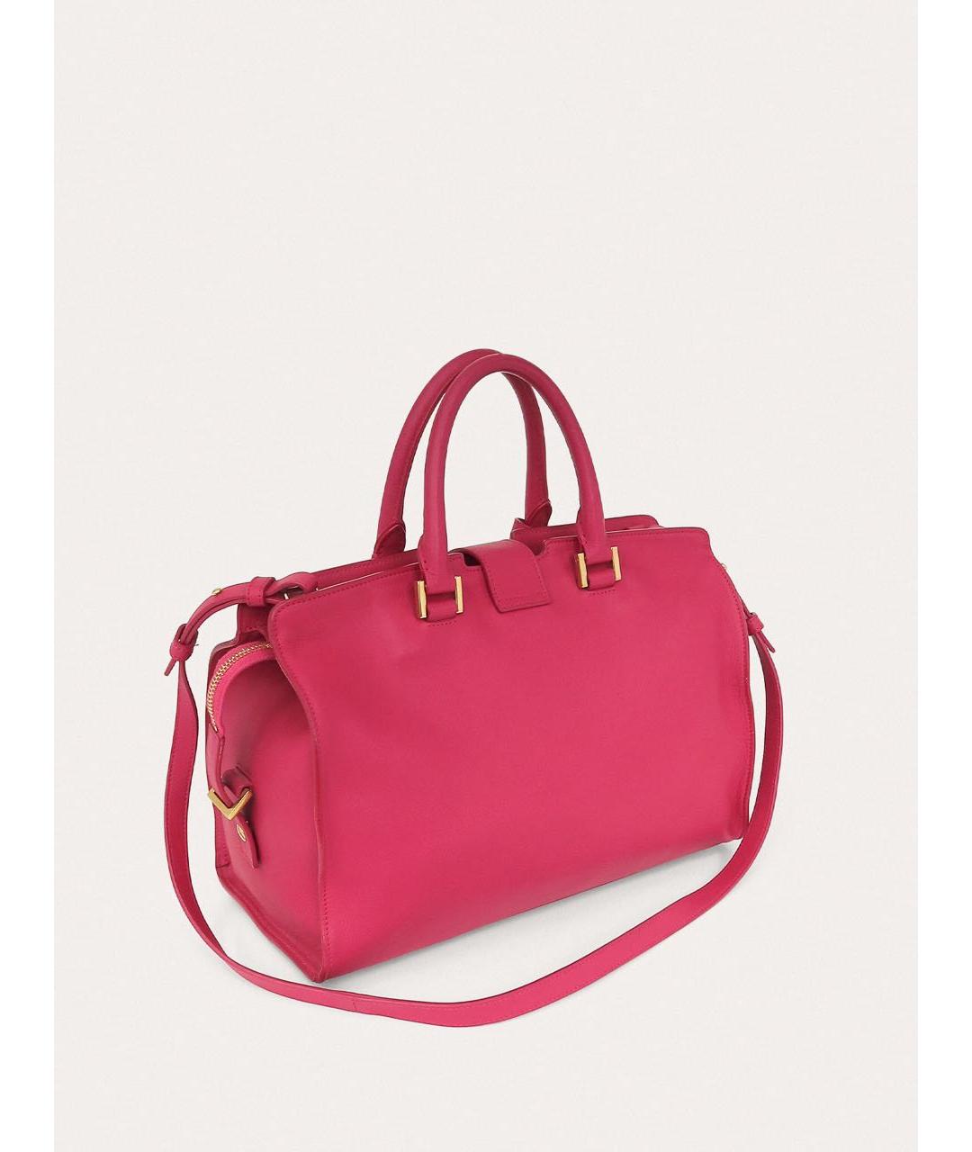 SAINT LAURENT Фуксия кожаная сумка с короткими ручками, фото 5