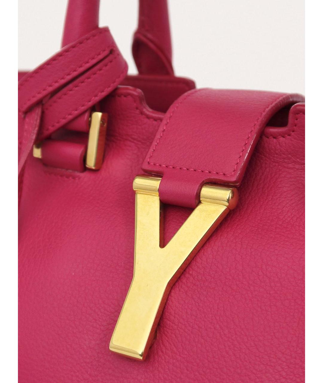 SAINT LAURENT Фуксия кожаная сумка с короткими ручками, фото 6