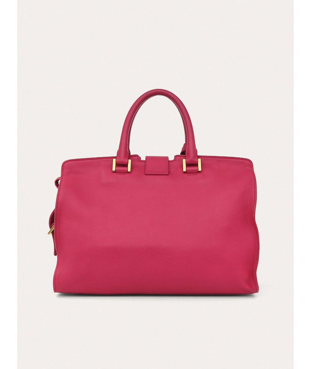 SAINT LAURENT Фуксия кожаная сумка с короткими ручками, фото 3