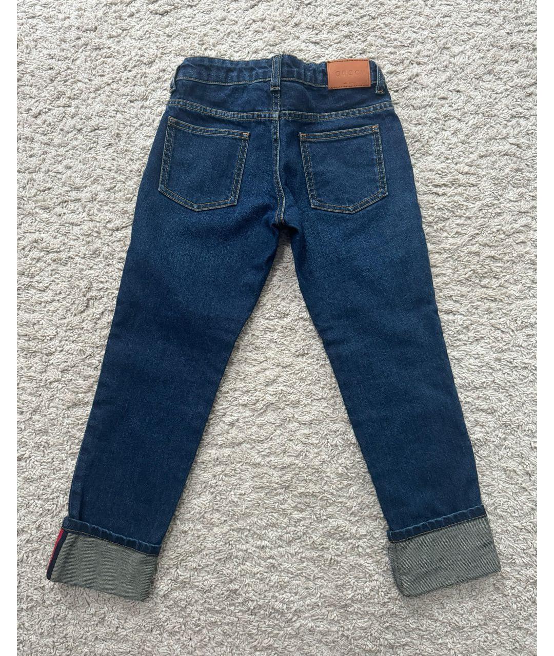 GUCCI Темно-синие хлопковые детские джинсы, фото 5