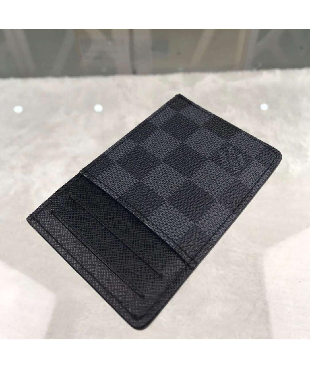 LOUIS VUITTON Черный кожаный кардхолдер, фото 4