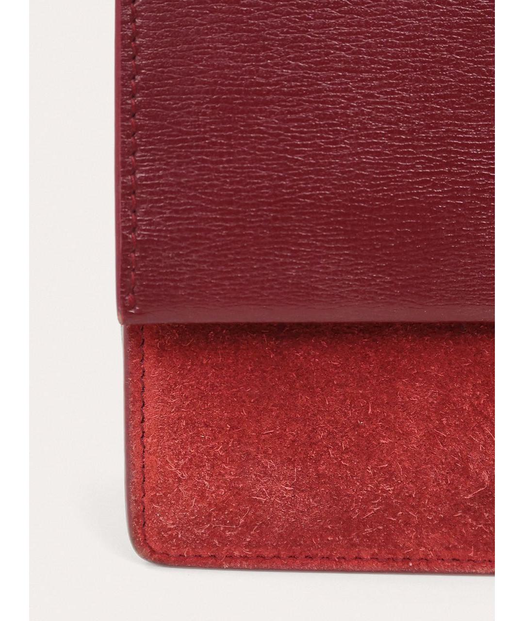 SAINT LAURENT Бордовая кожаная сумка через плечо, фото 7