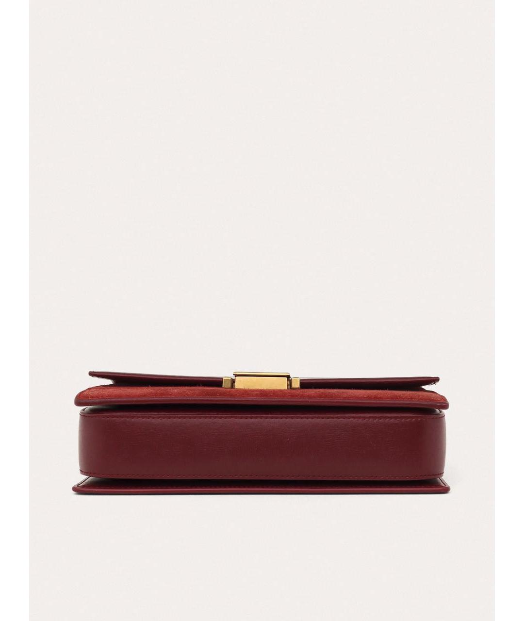 SAINT LAURENT Бордовая кожаная сумка через плечо, фото 5