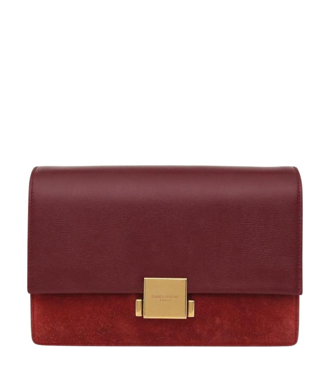 SAINT LAURENT Бордовая кожаная сумка через плечо, фото 1