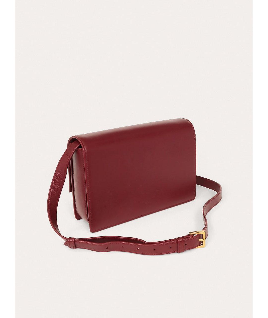 SAINT LAURENT Бордовая кожаная сумка через плечо, фото 6