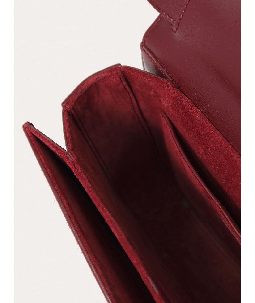 SAINT LAURENT Бордовая кожаная сумка через плечо, фото 4