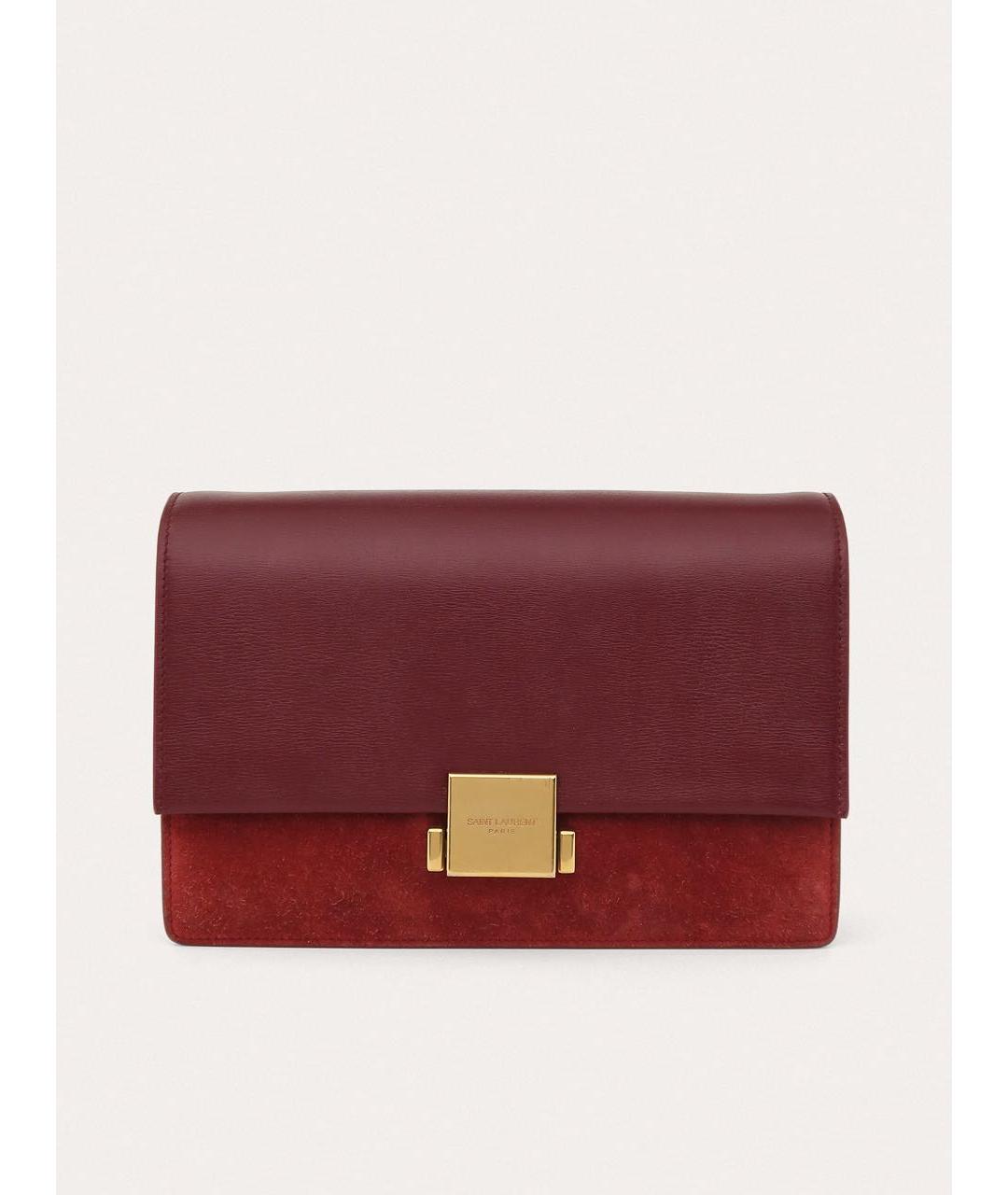 SAINT LAURENT Бордовая кожаная сумка через плечо, фото 9