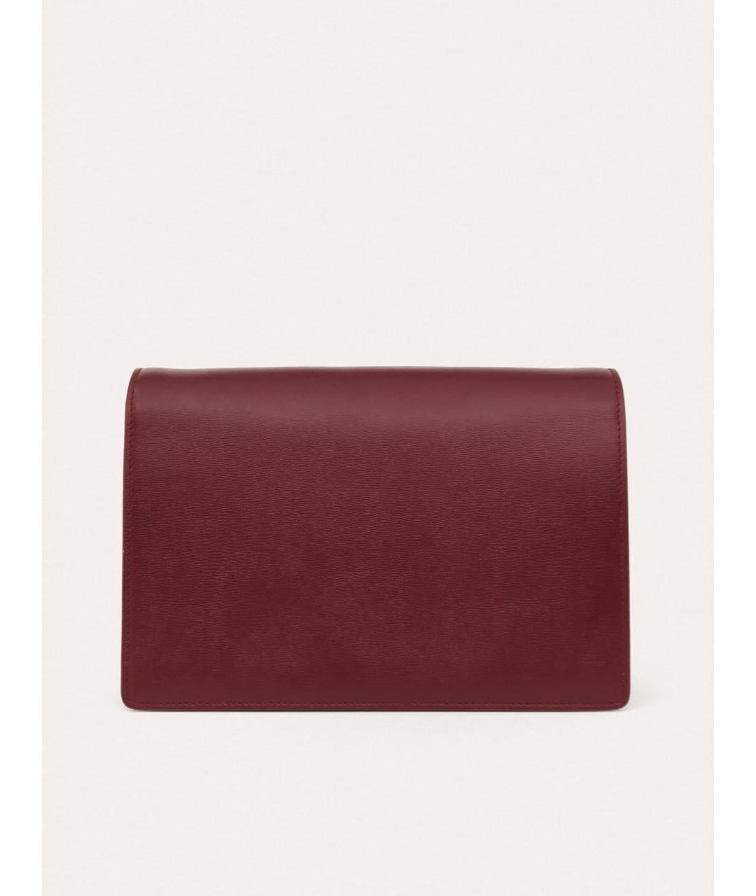 SAINT LAURENT Бордовая кожаная сумка через плечо, фото 3