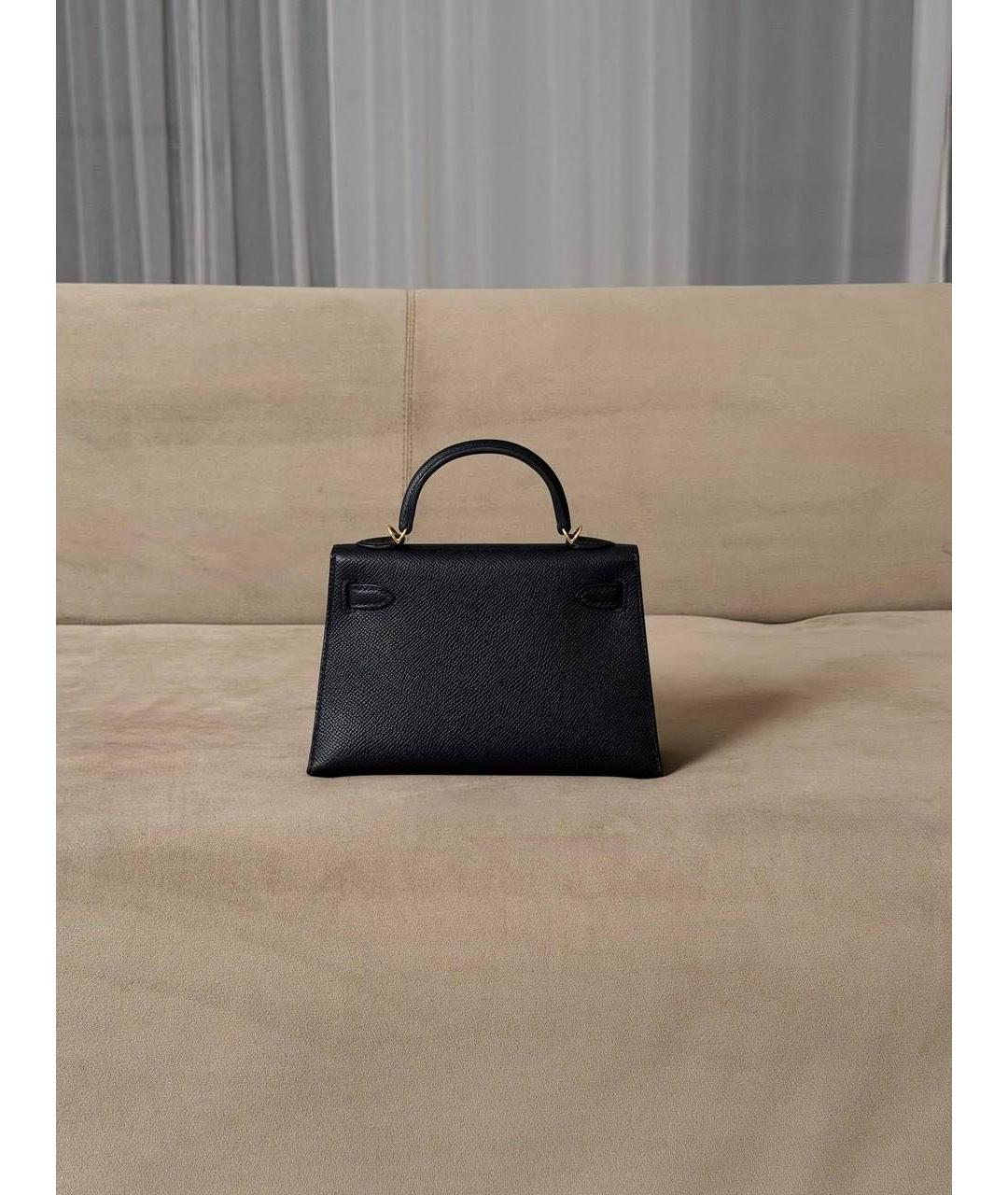 HERMES Черная кожаная сумка с короткими ручками, фото 2