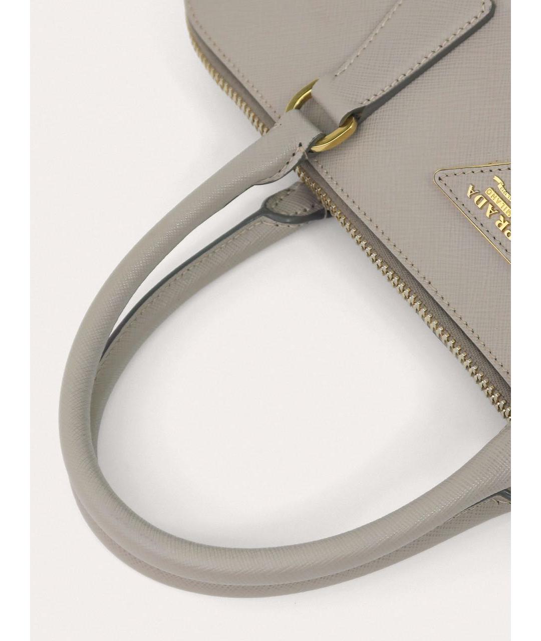 PRADA Серая кожаная сумка с короткими ручками, фото 7