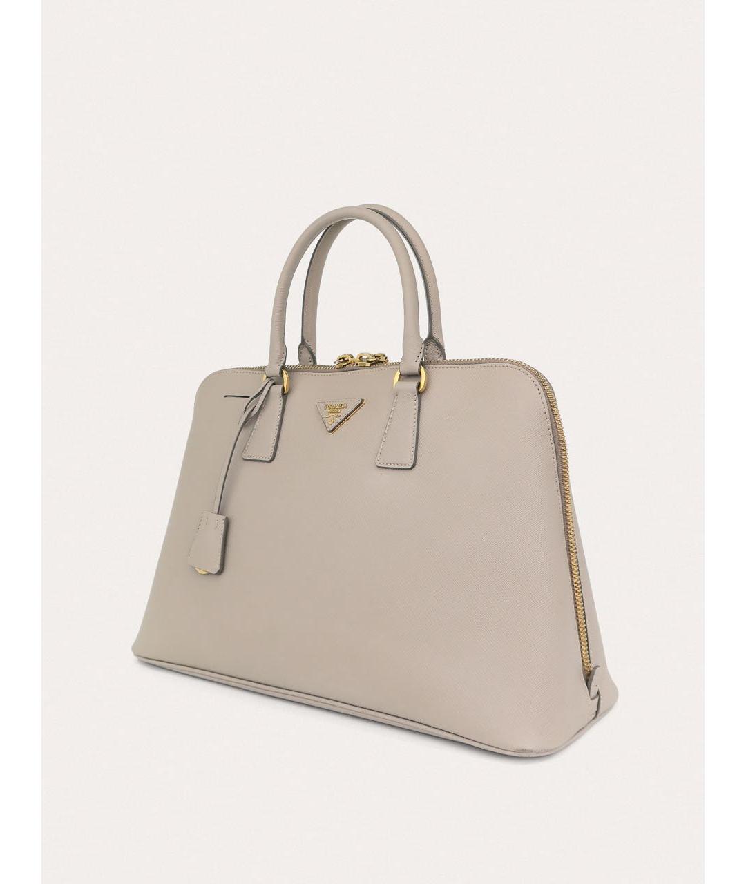 PRADA Серая кожаная сумка с короткими ручками, фото 2