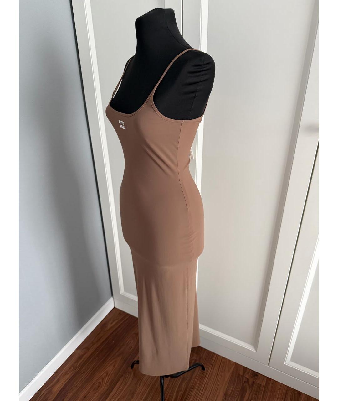 MIU MIU Бежевое повседневное платье, фото 4