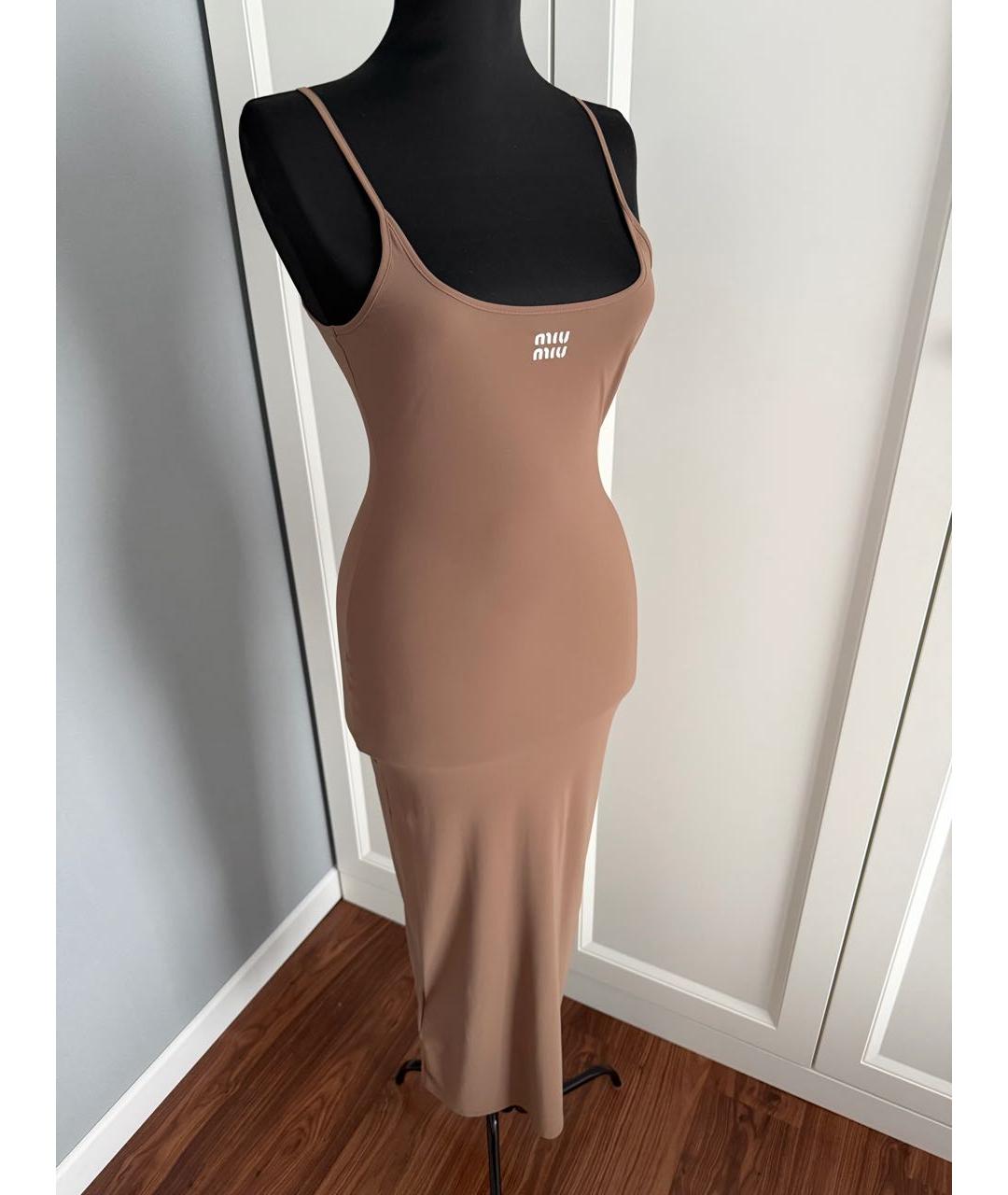 MIU MIU Бежевое повседневное платье, фото 7