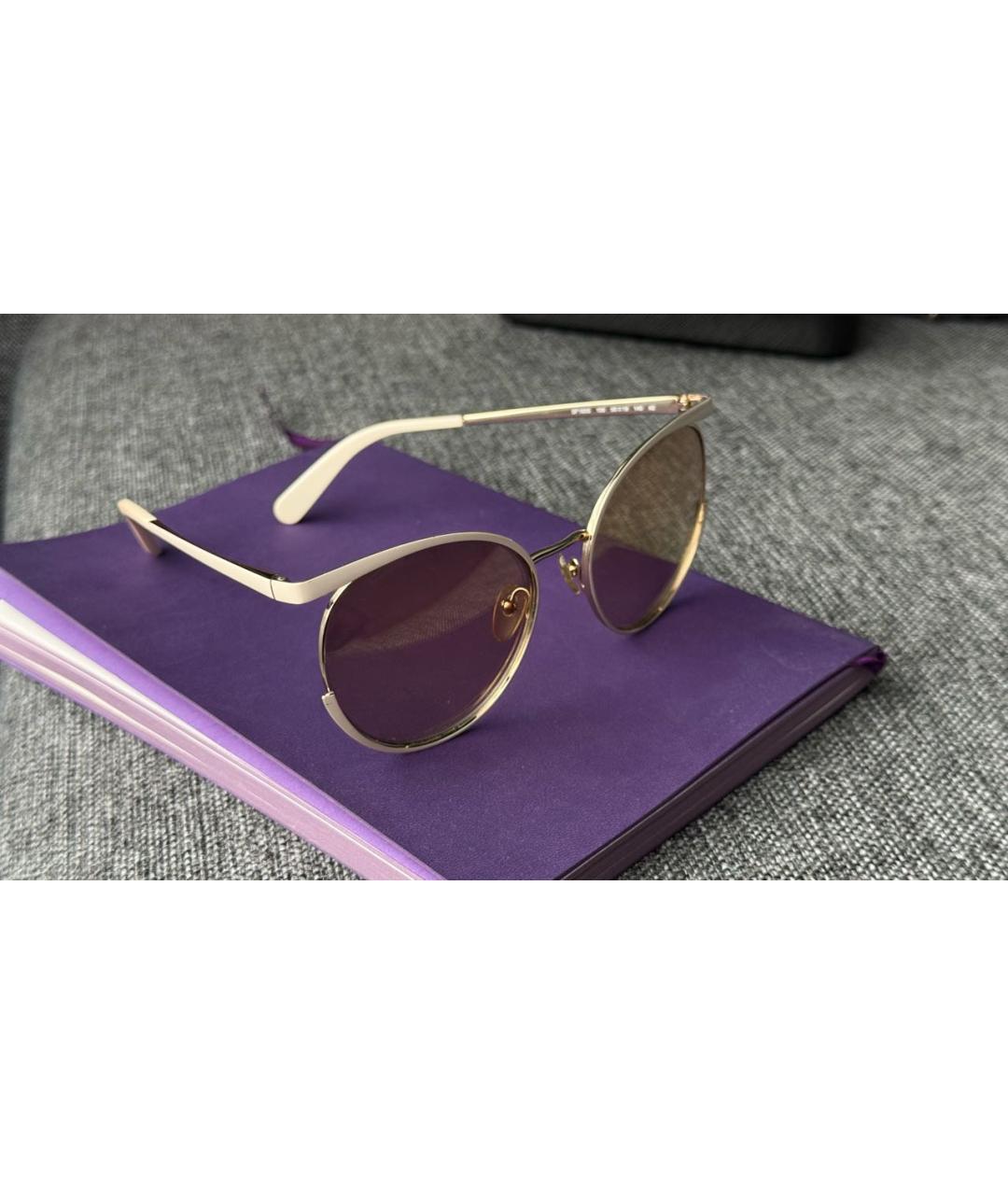 FERRAGAMO Бежевые металлические солнцезащитные очки, фото 2