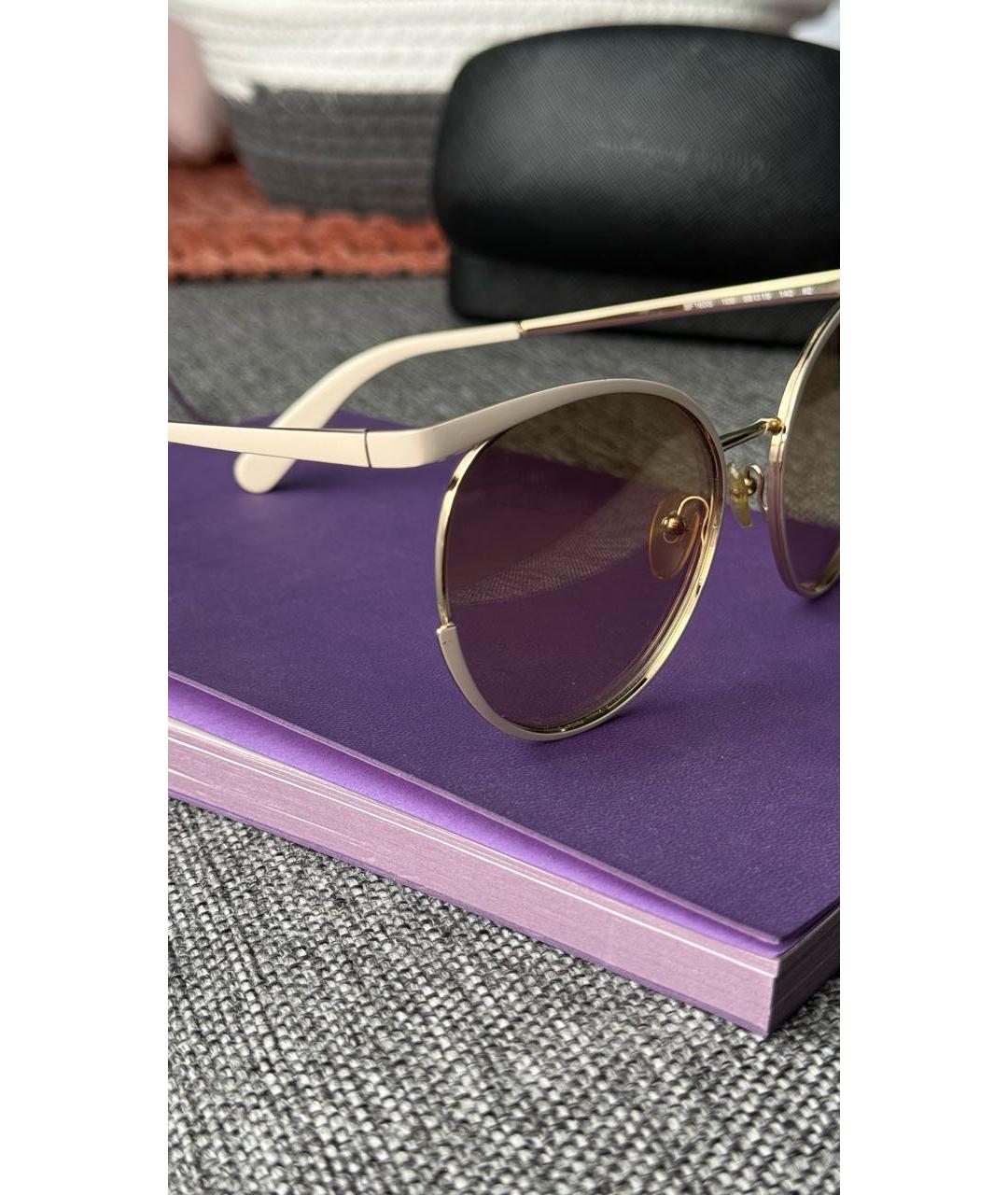 FERRAGAMO Бежевые металлические солнцезащитные очки, фото 3