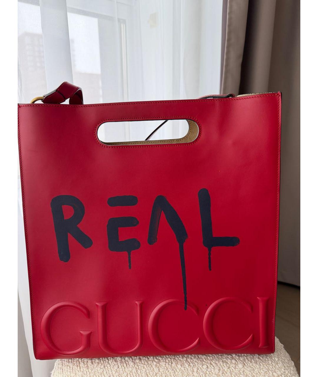 GUCCI Красная кожаная сумка тоут, фото 8