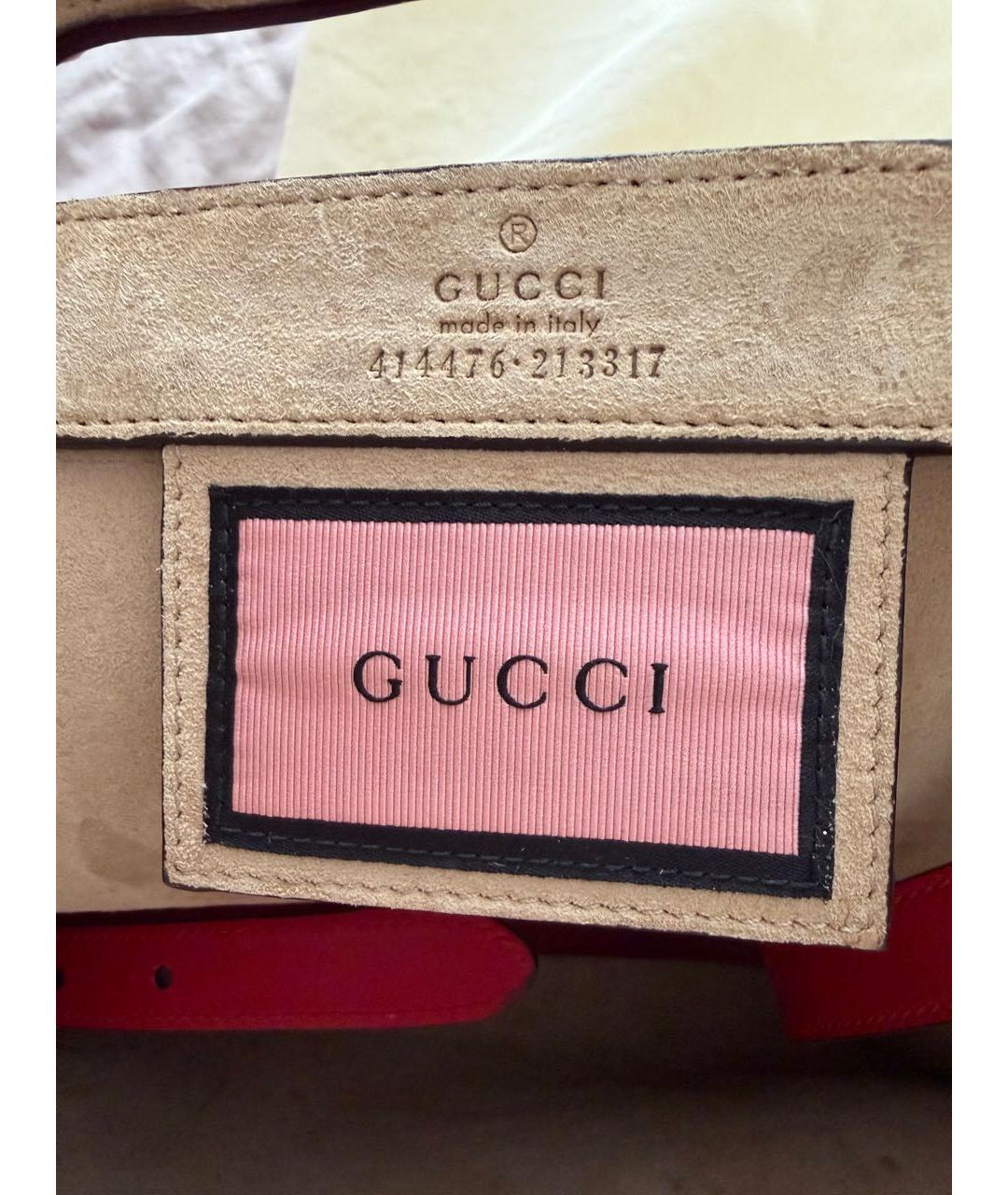 GUCCI Красная кожаная сумка тоут, фото 4