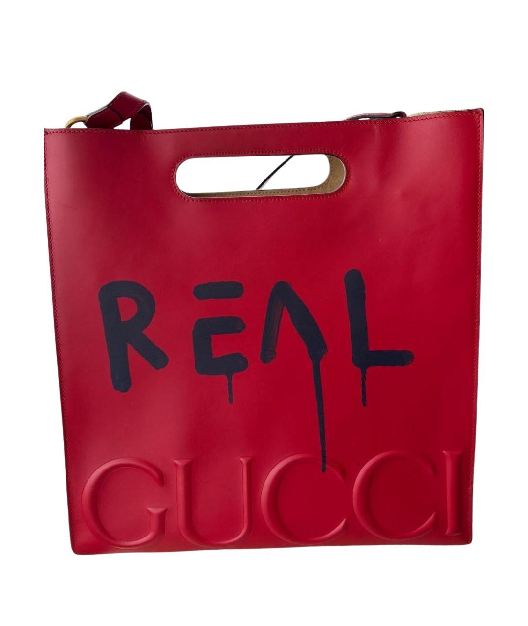 GUCCI Красная кожаная сумка тоут, фото 1