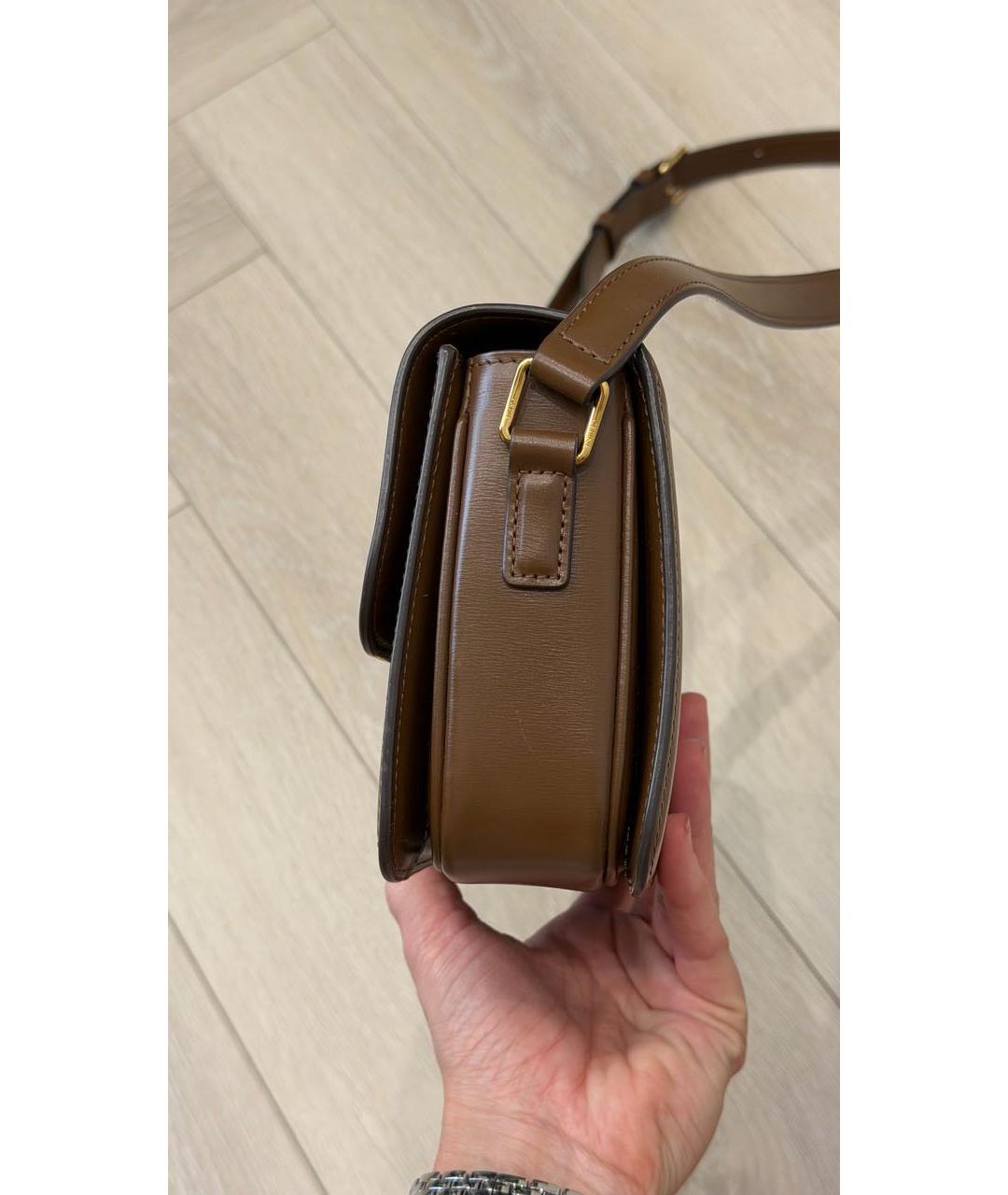 CELINE Коричневая кожаная сумка через плечо, фото 6