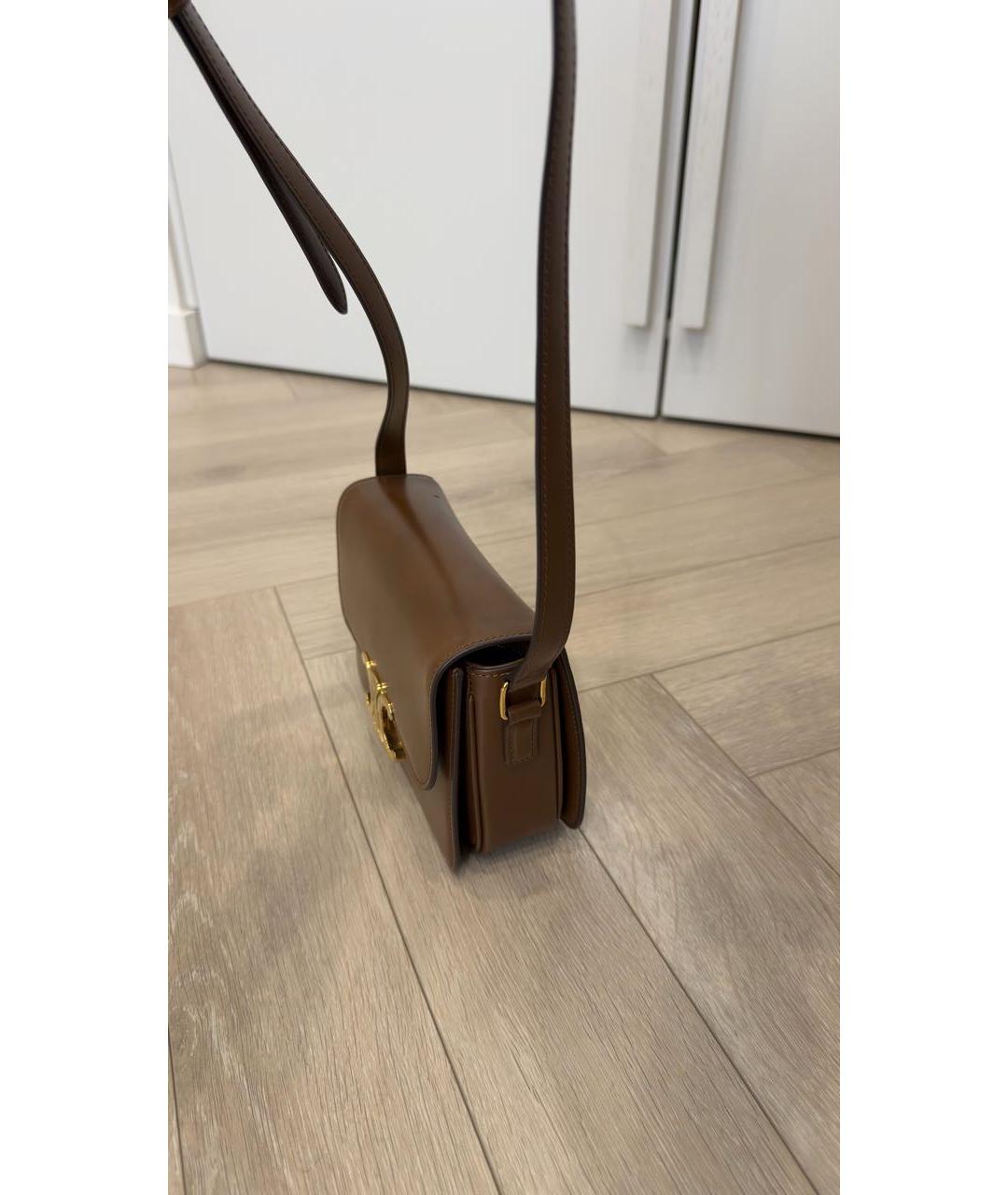 CELINE Коричневая кожаная сумка через плечо, фото 2