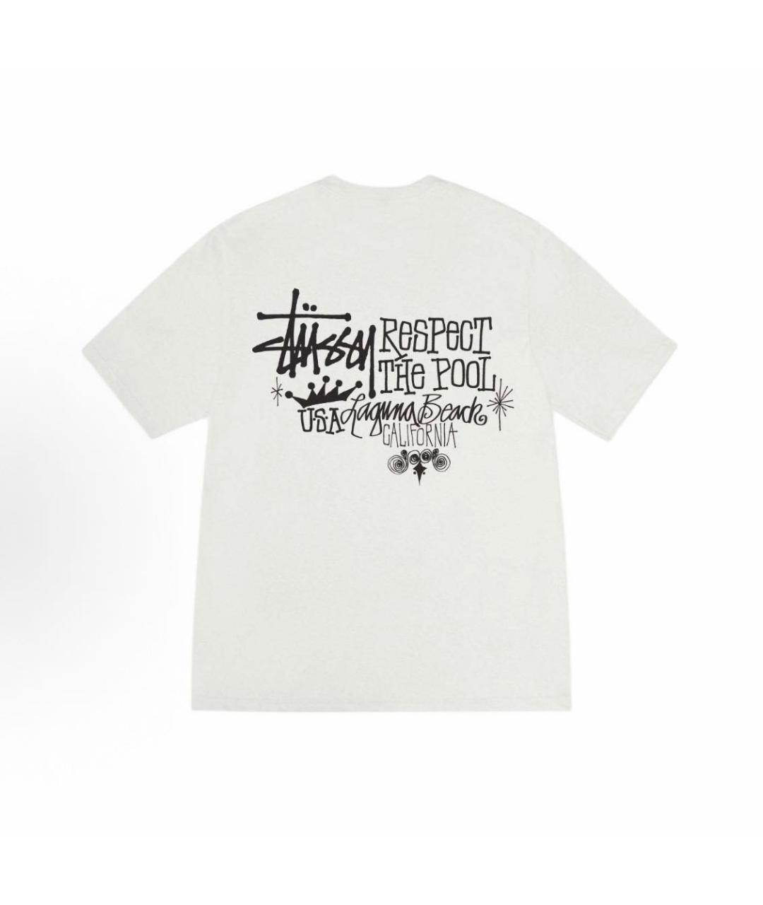 STUSSY Бежевая хлопковая футболка, фото 2