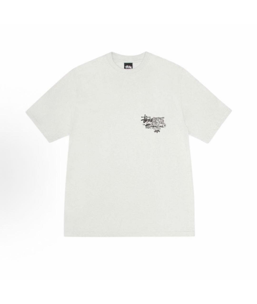 STUSSY Бежевая хлопковая футболка, фото 3