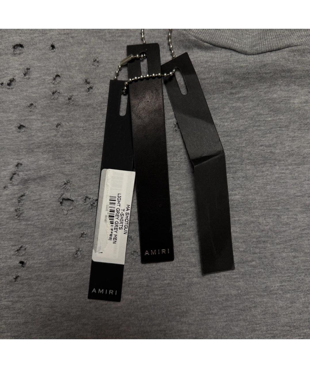 AMIRI Антрацитовая хлопковая футболка, фото 5