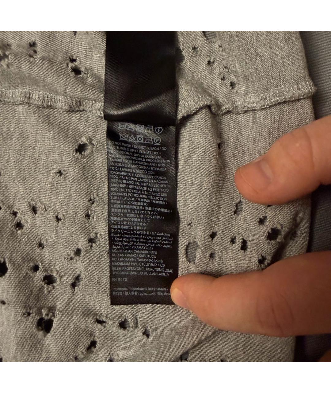 AMIRI Антрацитовая хлопковая футболка, фото 7