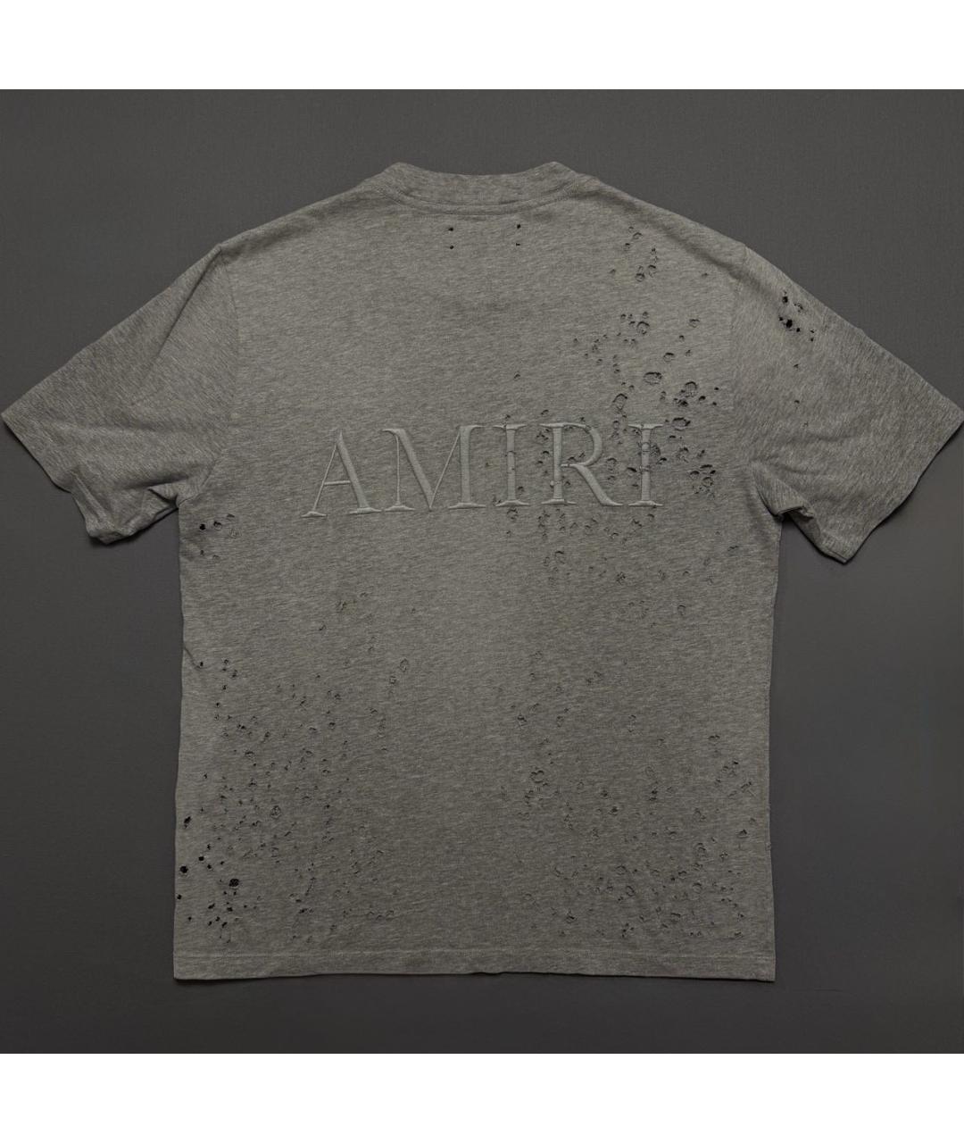 AMIRI Антрацитовая хлопковая футболка, фото 2