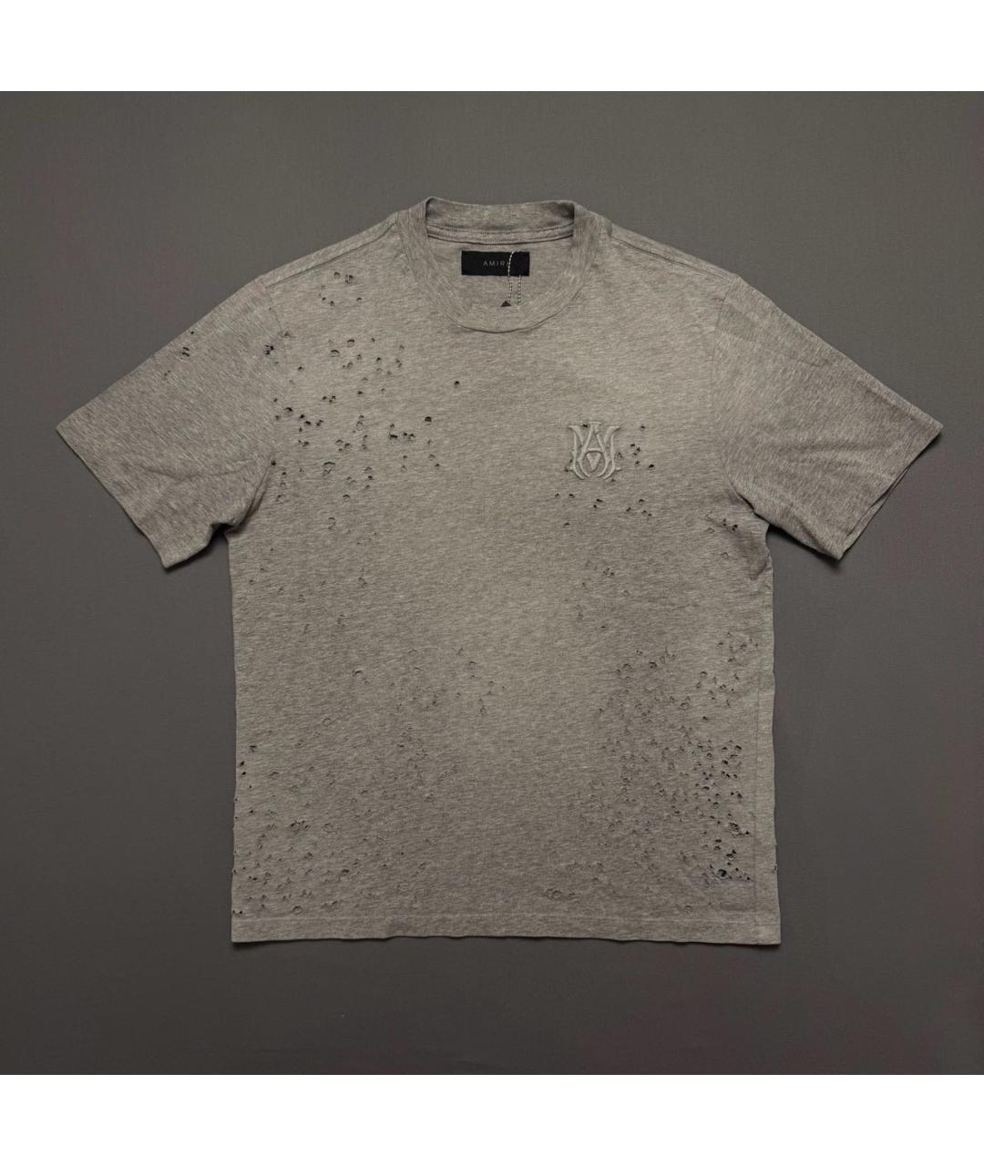 AMIRI Антрацитовая хлопковая футболка, фото 9
