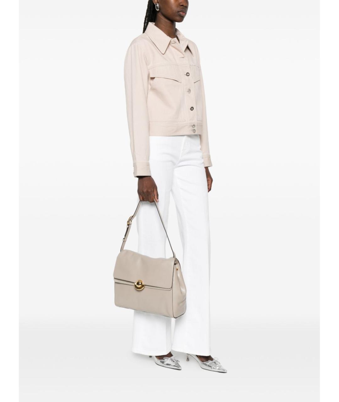 FURLA Бежевая кожаная сумка через плечо, фото 5