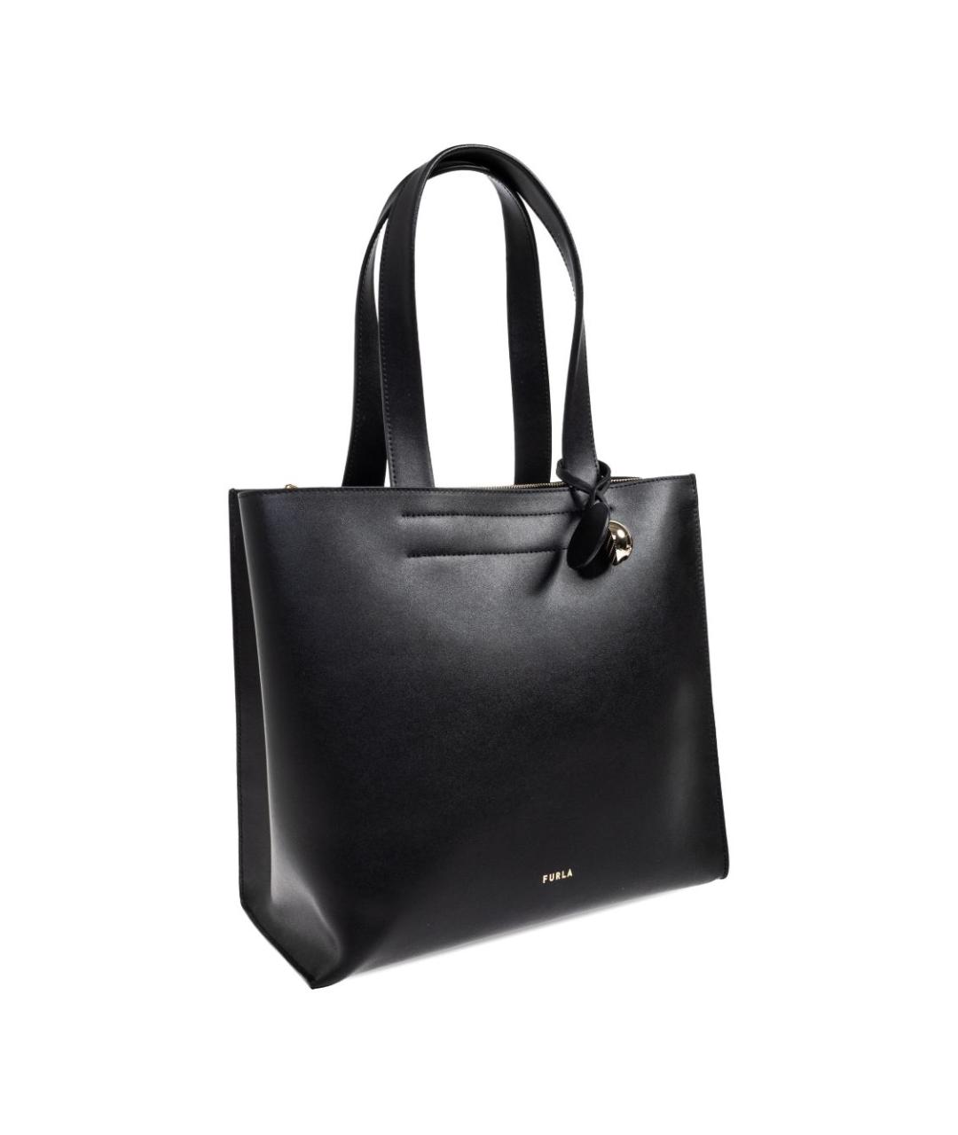FURLA Черная кожаная сумка тоут, фото 3