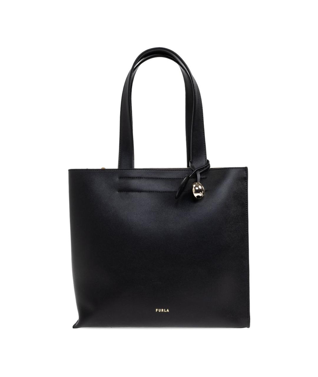 FURLA Черная кожаная сумка тоут, фото 1