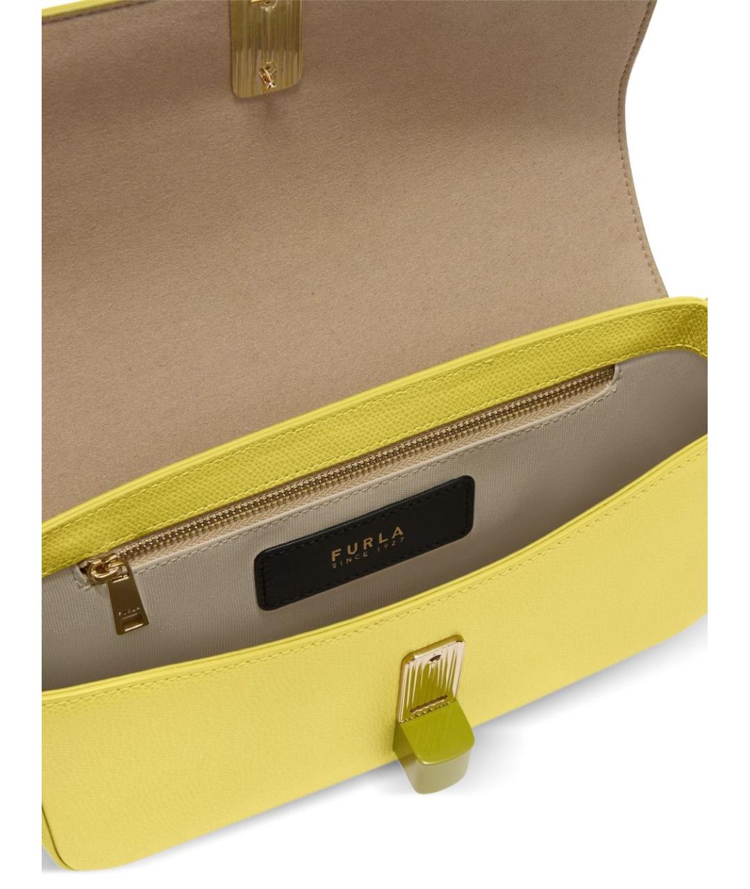 FURLA Желтая кожаная сумка через плечо, фото 3