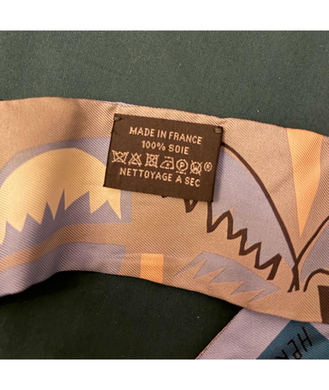 HERMES Голубой шелковый платок, фото 3