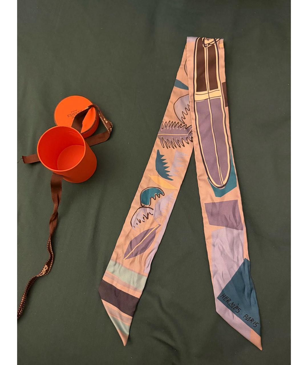 HERMES Голубой шелковый платок, фото 5