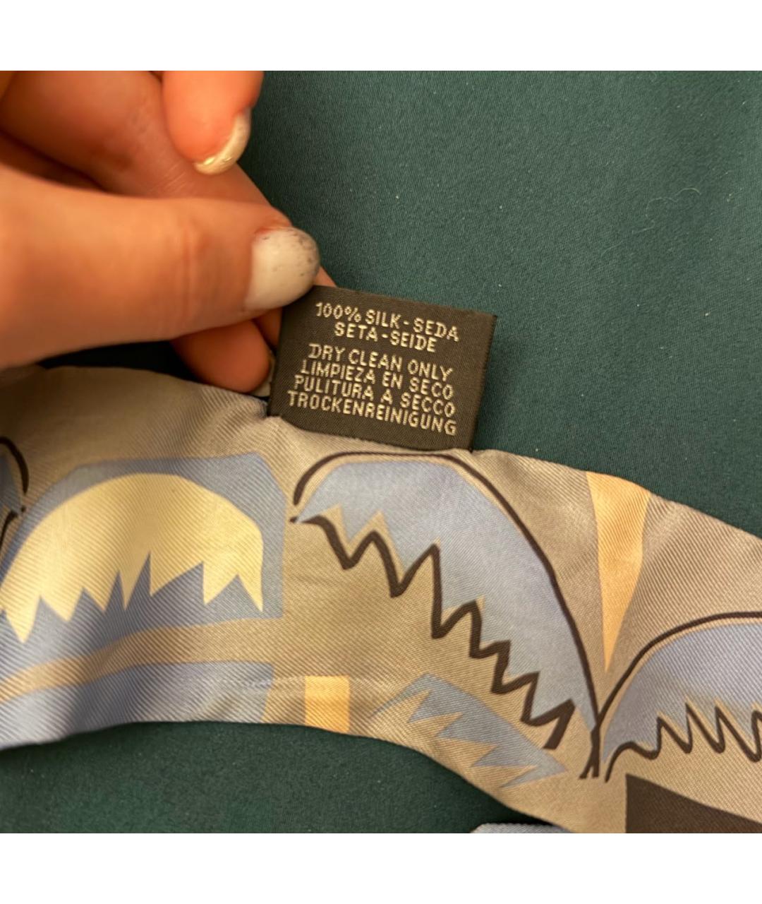 HERMES Голубой шелковый платок, фото 4