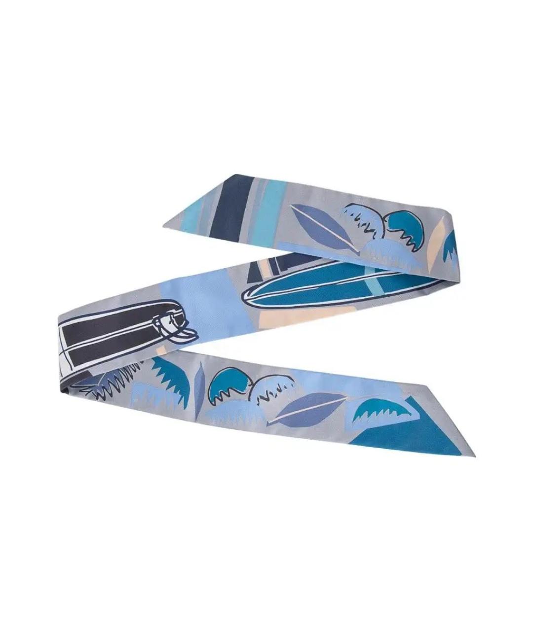 HERMES Голубой шелковый платок, фото 2