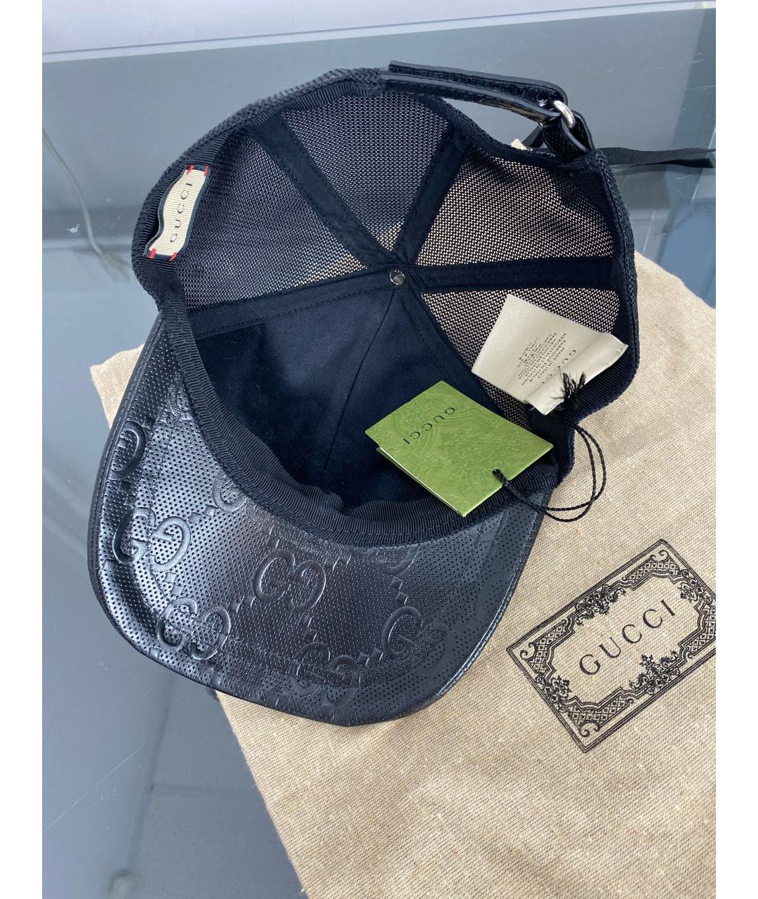 GUCCI Черная кожаная кепка/бейсболка, фото 3